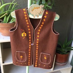 Boho Style Floral Hand Embroidered Wool Vest 🌼